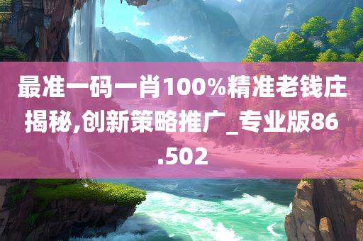 最准一码一肖100%精准老钱庄揭秘,创新策略推广_专业版86.502