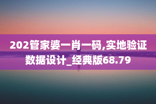 202管家婆一肖一码,实地验证数据设计_经典版68.79