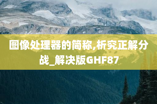 图像处理器的简称,析究正解分战_解决版GHF87