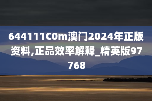 644111C0m澳门2024年正版资料,正品效率解释_精英版97768