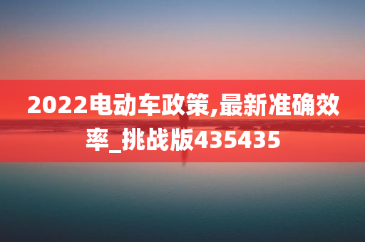 2022电动车政策,最新准确效率_挑战版435435