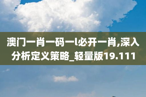 澳门一肖一码一l必开一肖,深入分析定义策略_轻量版19.111