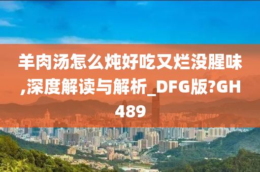 羊肉汤怎么炖好吃又烂没腥味,深度解读与解析_DFG版?GH489