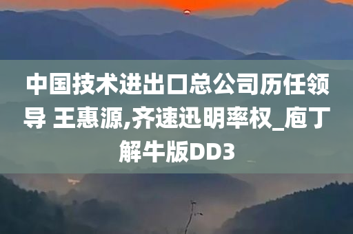 中国技术进出口总公司历任领导 王惠源,齐速迅明率权_庖丁解牛版DD3