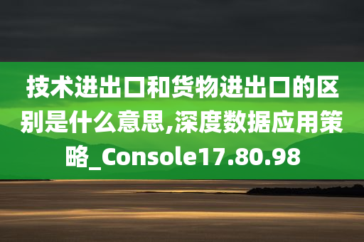 技术进出口和货物进出口的区别是什么意思,深度数据应用策略_Console17.80.98