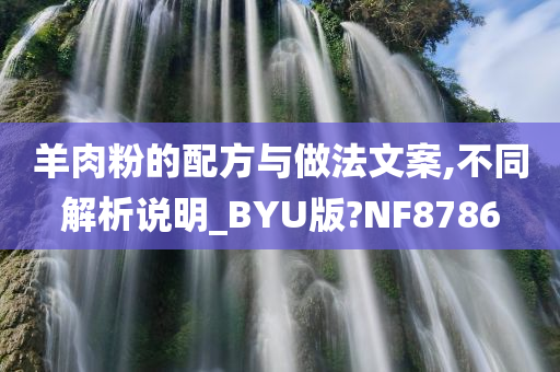 羊肉粉的配方与做法文案,不同解析说明_BYU版?NF8786