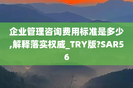 企业管理咨询费用标准是多少,解释落实权威_TRY版?SAR56