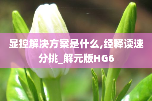 显控解决方案是什么,经释读速分挑_解元版HG6