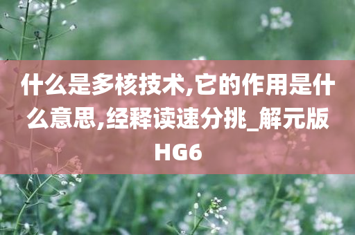 什么是多核技术,它的作用是什么意思,经释读速分挑_解元版HG6