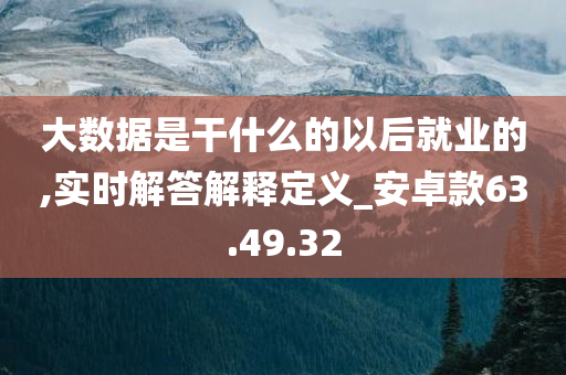 大数据是干什么的以后就业的,实时解答解释定义_安卓款63.49.32