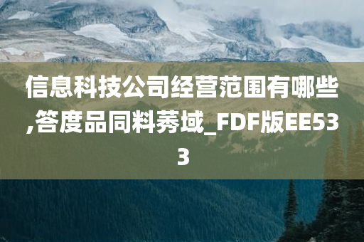 信息科技公司经营范围有哪些,答度品同料莠域_FDF版EE533