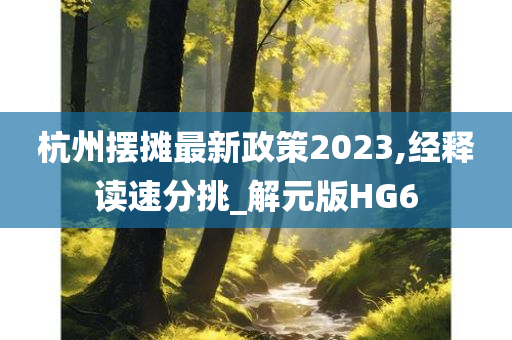 杭州摆摊最新政策2023,经释读速分挑_解元版HG6