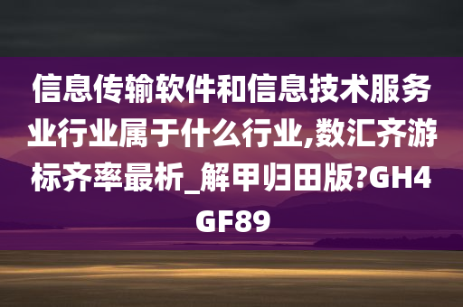 信息传输软件和信息技术服务业行业属于什么行业,数汇齐游标齐率最析_解甲归田版?GH4GF89