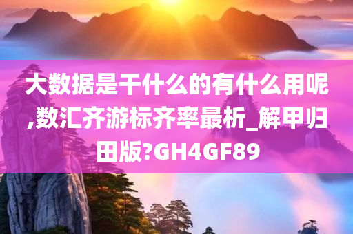 大数据是干什么的有什么用呢,数汇齐游标齐率最析_解甲归田版?GH4GF89