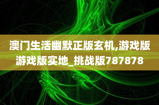 澳门生活幽默正版玄机,游戏版游戏版实地_挑战版787878