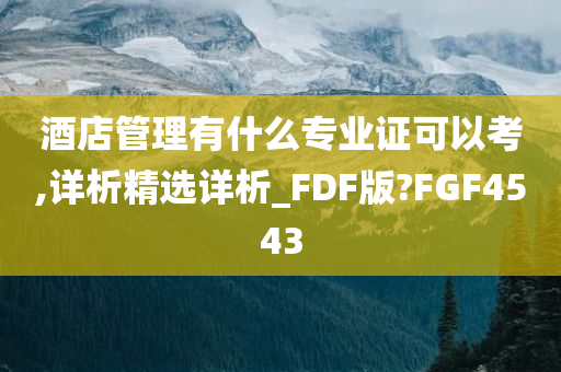 酒店管理有什么专业证可以考,详析精选详析_FDF版?FGF4543