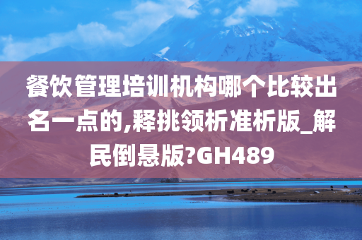 餐饮管理培训机构哪个比较出名一点的,释挑领析准析版_解民倒悬版?GH489