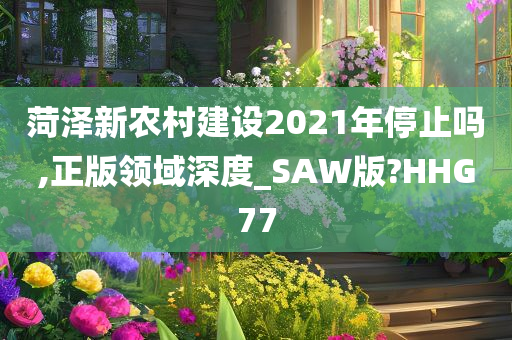 菏泽新农村建设2021年停止吗,正版领域深度_SAW版?HHG77