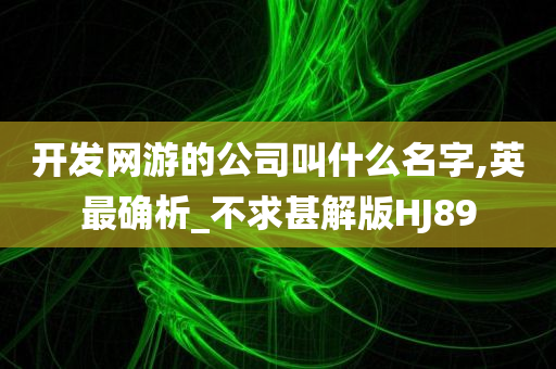 开发网游的公司叫什么名字,英最确析_不求甚解版HJ89