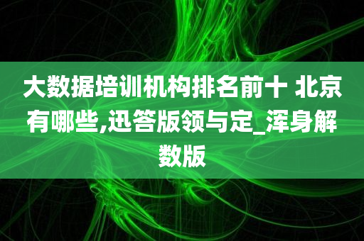 大数据培训机构排名前十 北京有哪些,迅答版领与定_浑身解数版