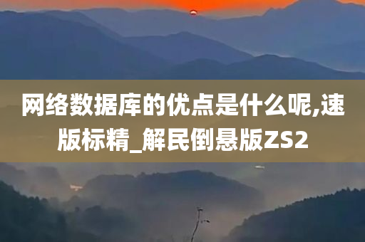 网络数据库的优点是什么呢,速版标精_解民倒悬版ZS2