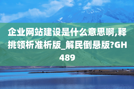 企业网站建设是什么意思啊,释挑领析准析版_解民倒悬版?GH489