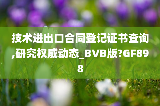 技术进出口合同登记证书查询,研究权威动态_BVB版?GF898