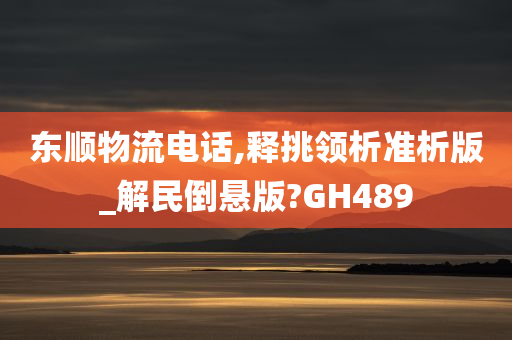 东顺物流电话,释挑领析准析版_解民倒悬版?GH489