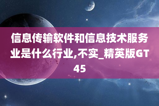 信息传输软件和信息技术服务业是什么行业,不实_精英版GT45