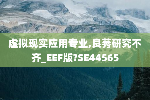 虚拟现实应用专业,良莠研究不齐_EEF版?SE44565