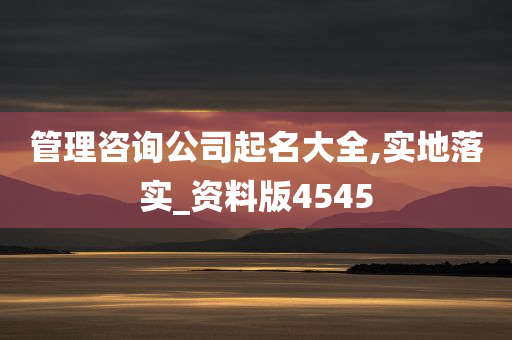 管理咨询公司起名大全,实地落实_资料版4545