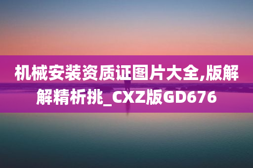 机械安装资质证图片大全,版解解精析挑_CXZ版GD676