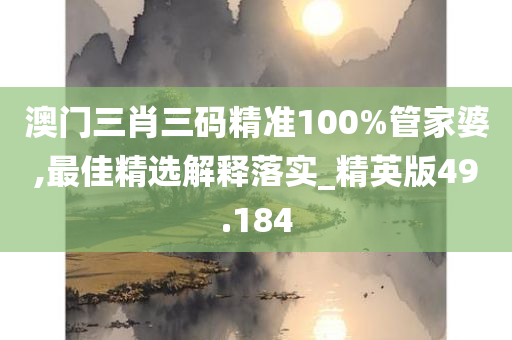 澳门三肖三码精准100%管家婆,最佳精选解释落实_精英版49.184