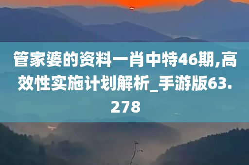 管家婆的资料一肖中特46期,高效性实施计划解析_手游版63.278