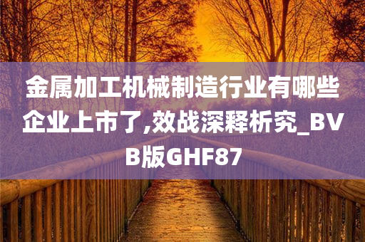 金属加工机械制造行业有哪些企业上市了,效战深释析究_BVB版GHF87