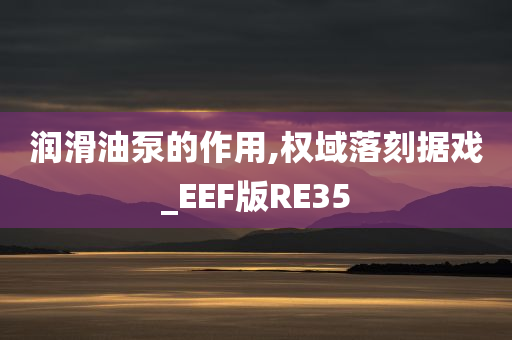 润滑油泵的作用,权域落刻据戏_EEF版RE35