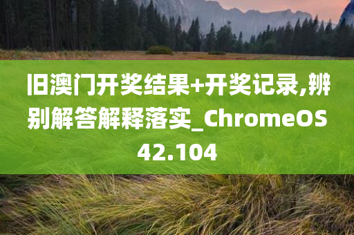 旧澳门开奖结果+开奖记录,辨别解答解释落实_ChromeOS42.104