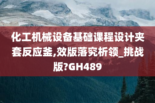 化工机械设备基础课程设计夹套反应釜,效版落究析领_挑战版?GH489