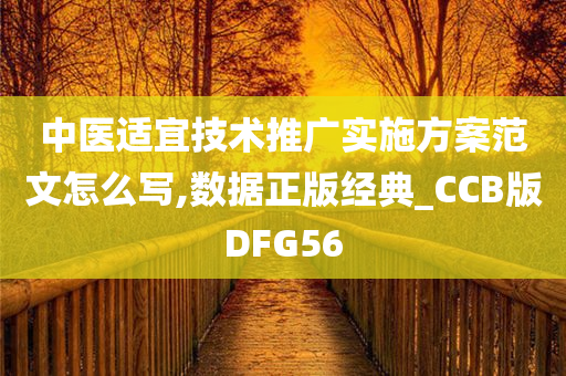 中医适宜技术推广实施方案范文怎么写,数据正版经典_CCB版DFG56