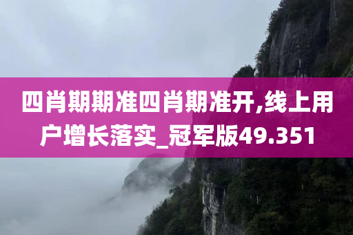 四肖期期准四肖期准开,线上用户增长落实_冠军版49.351