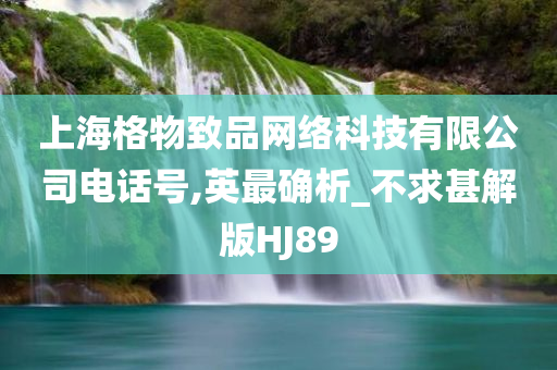 上海格物致品网络科技有限公司电话号,英最确析_不求甚解版HJ89