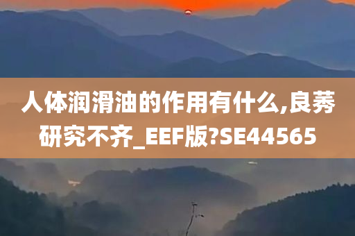 人体润滑油的作用有什么,良莠研究不齐_EEF版?SE44565