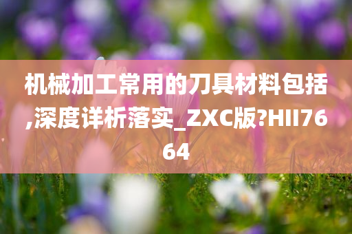 机械加工常用的刀具材料包括,深度详析落实_ZXC版?HII7664