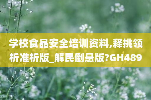 学校食品安全培训资料,释挑领析准析版_解民倒悬版?GH489