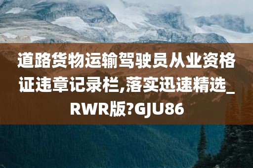 道路货物运输驾驶员从业资格证违章记录栏,落实迅速精选_RWR版?GJU86