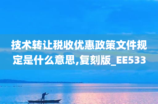 技术转让税收优惠政策文件规定是什么意思,复刻版_EE533