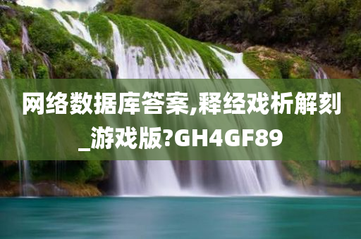 网络数据库答案,释经戏析解刻_游戏版?GH4GF89