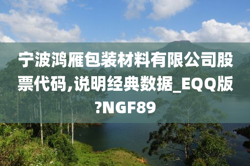 宁波鸿雁包装材料有限公司股票代码,说明经典数据_EQQ版?NGF89