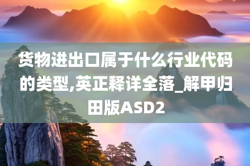 货物进出口属于什么行业代码的类型,英正释详全落_解甲归田版ASD2