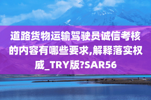 道路货物运输驾驶员诚信考核的内容有哪些要求,解释落实权威_TRY版?SAR56